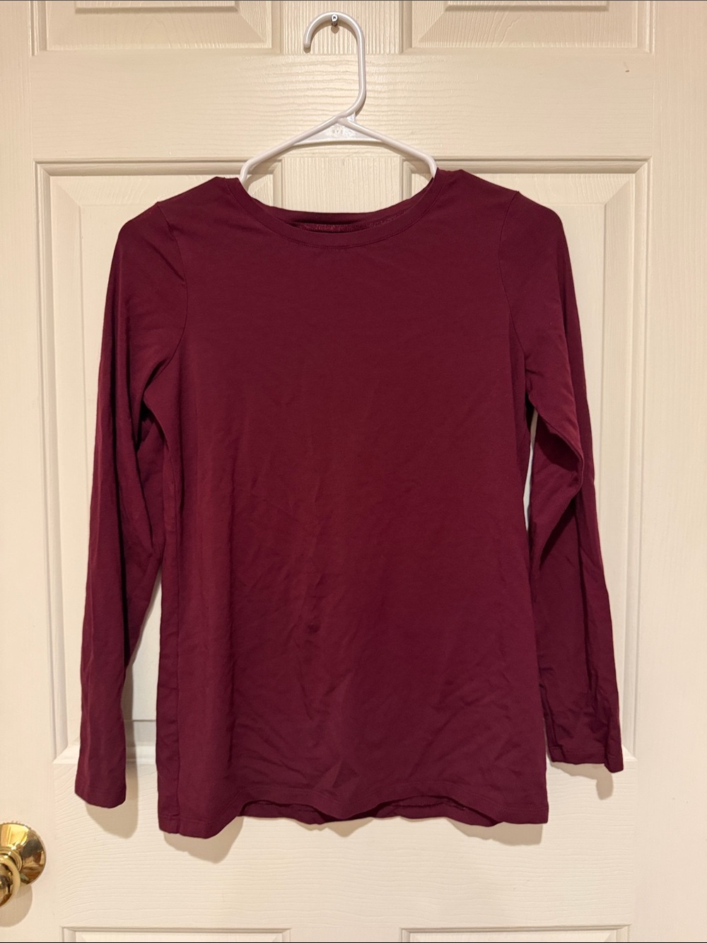 Chico's Long Sleeve Crew Neck Top - Burgundy Plum